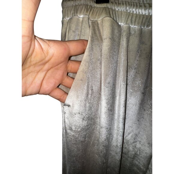 Pinko‎ Large Cream Silver Velour Joggers Luxury Lounge Pants Shimmer Athleisure - Picture 3 of 8